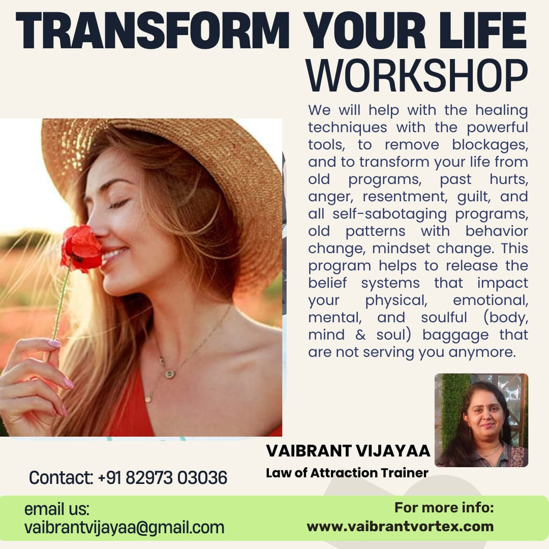 Transform Your Life Workshop - Vaibrant Vijayaa - New York